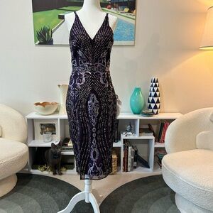 Dress the Population Purple Sequin Midi Dress